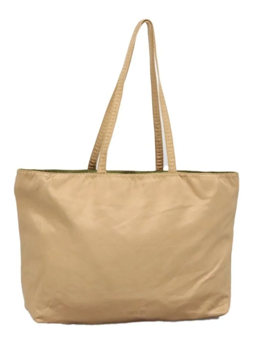 PRADA Tote Bag Satin Gold Tone Gold Auth bs19851